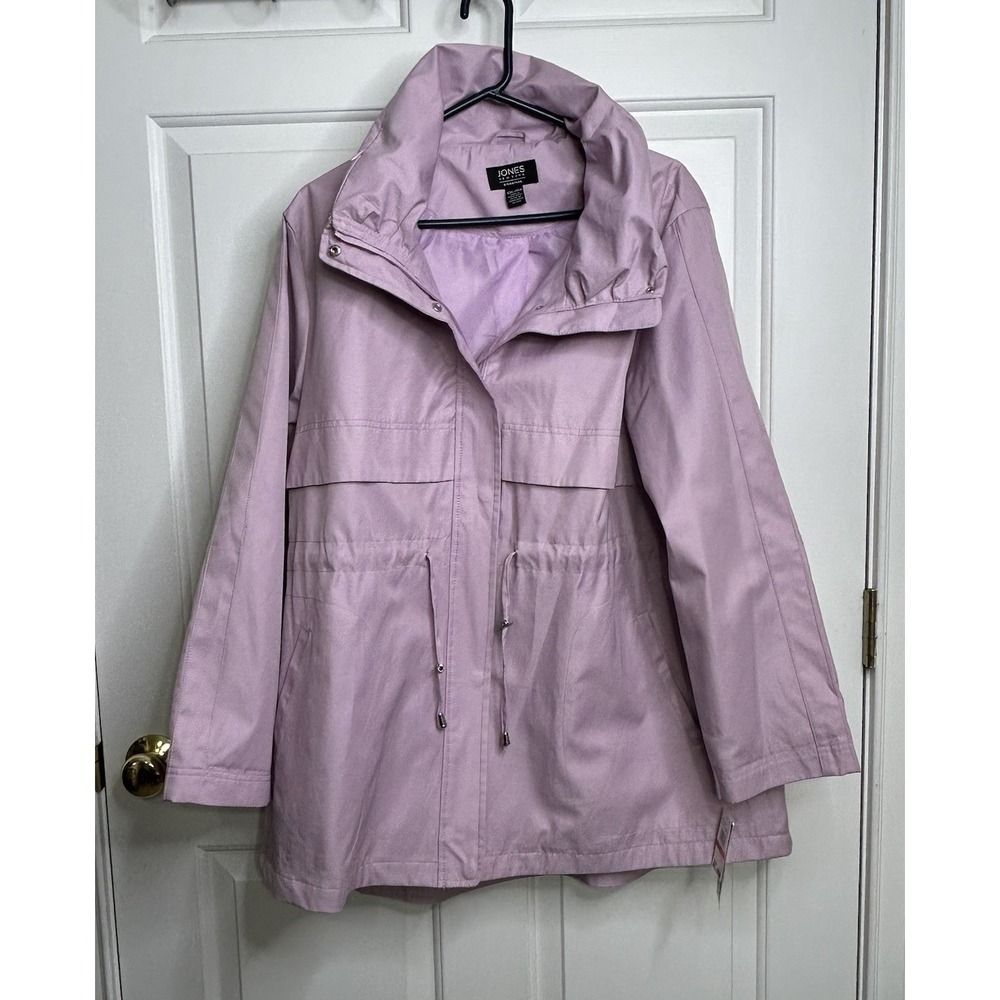 Jones New York Rain Jacket Parka + Hood Womens XXL Gooseberry Light Purple FLAWS